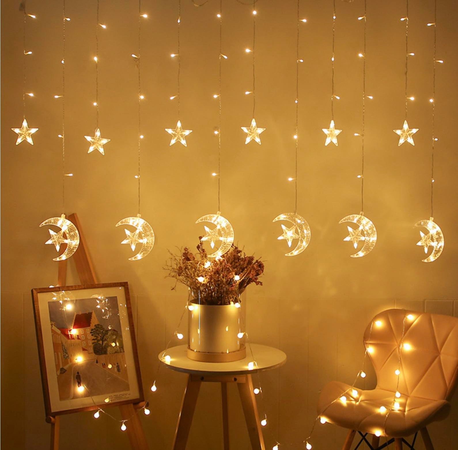 LED Ramadan Décor Moon String Lights for Crescent Party, Wedding,Ramadan,  Eid, Suitable for Rooms, Dorm, Living Rooms