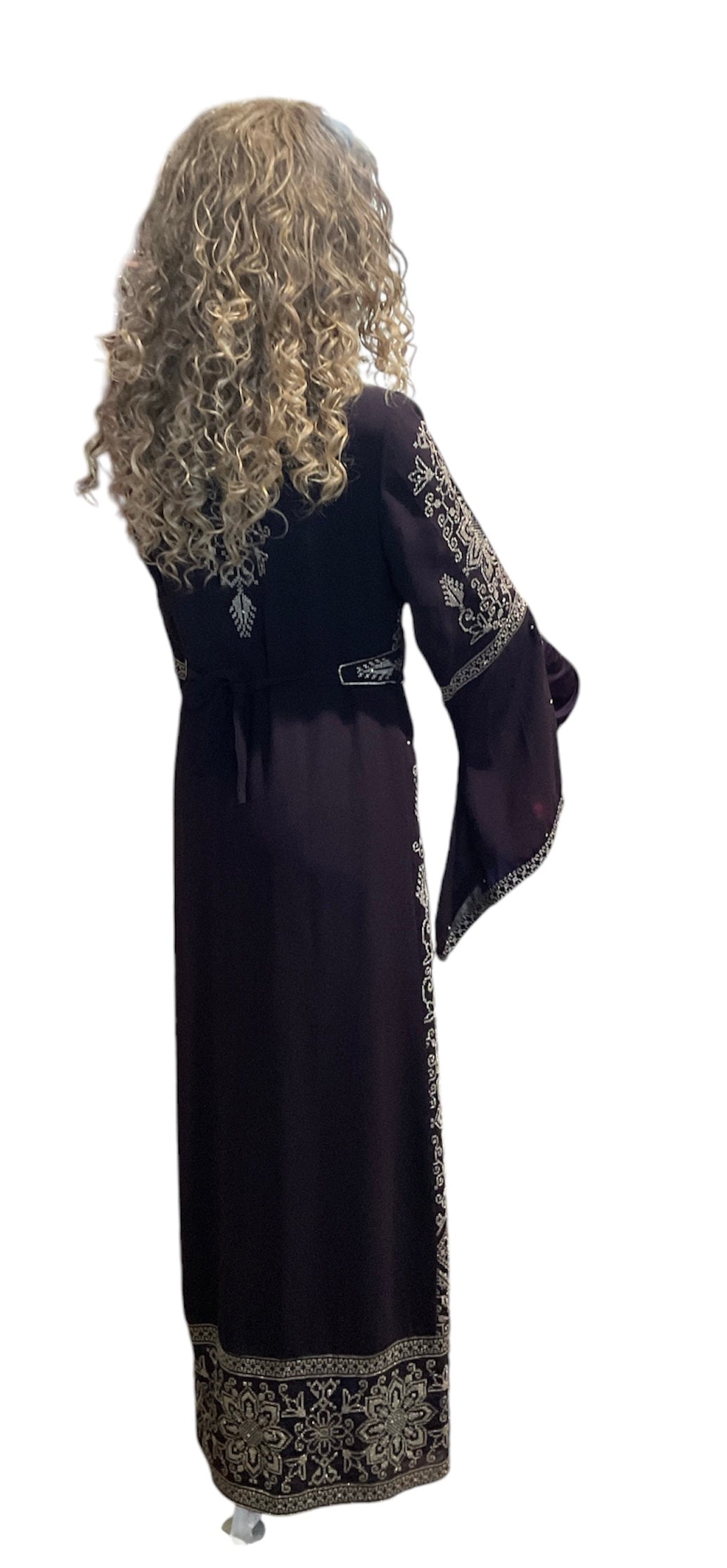 A Dress Eggplant / Gold Embroidery - Kaftan