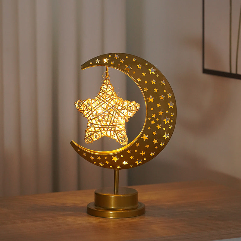 Moon-Star Table Lamp Golden Muslim Decoration