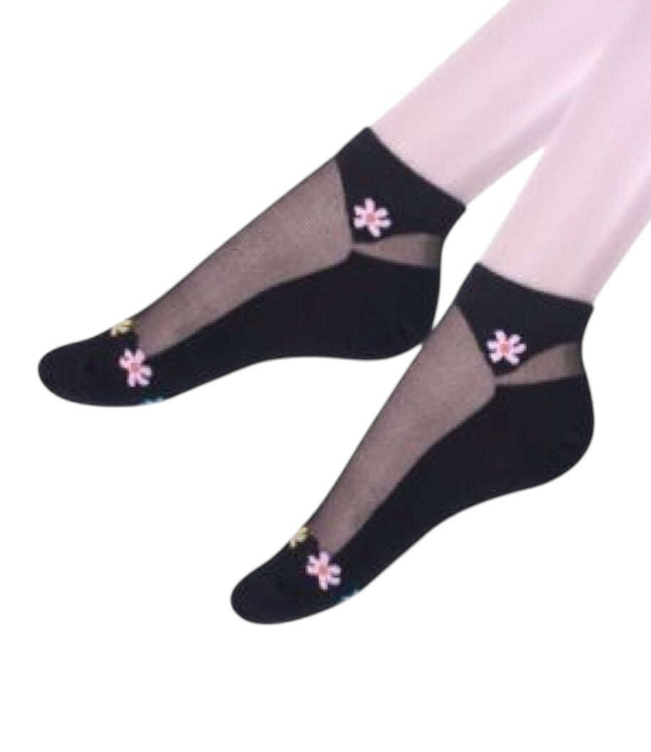 Cotton / Nylon Short Socks Flower design #2