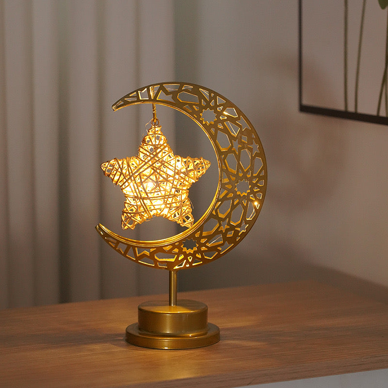 Moon-Star Table Lamp Golden Muslim Decoration