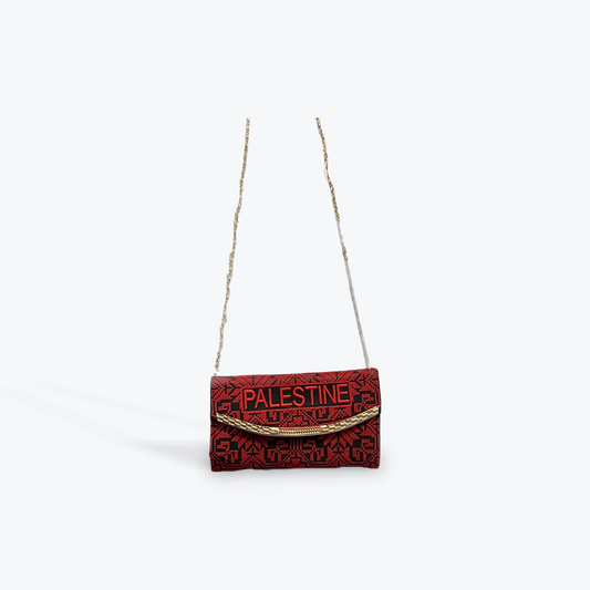 Palestinian Tatreez Clutch with Chain Strap cross stitch embroidery bag or purse