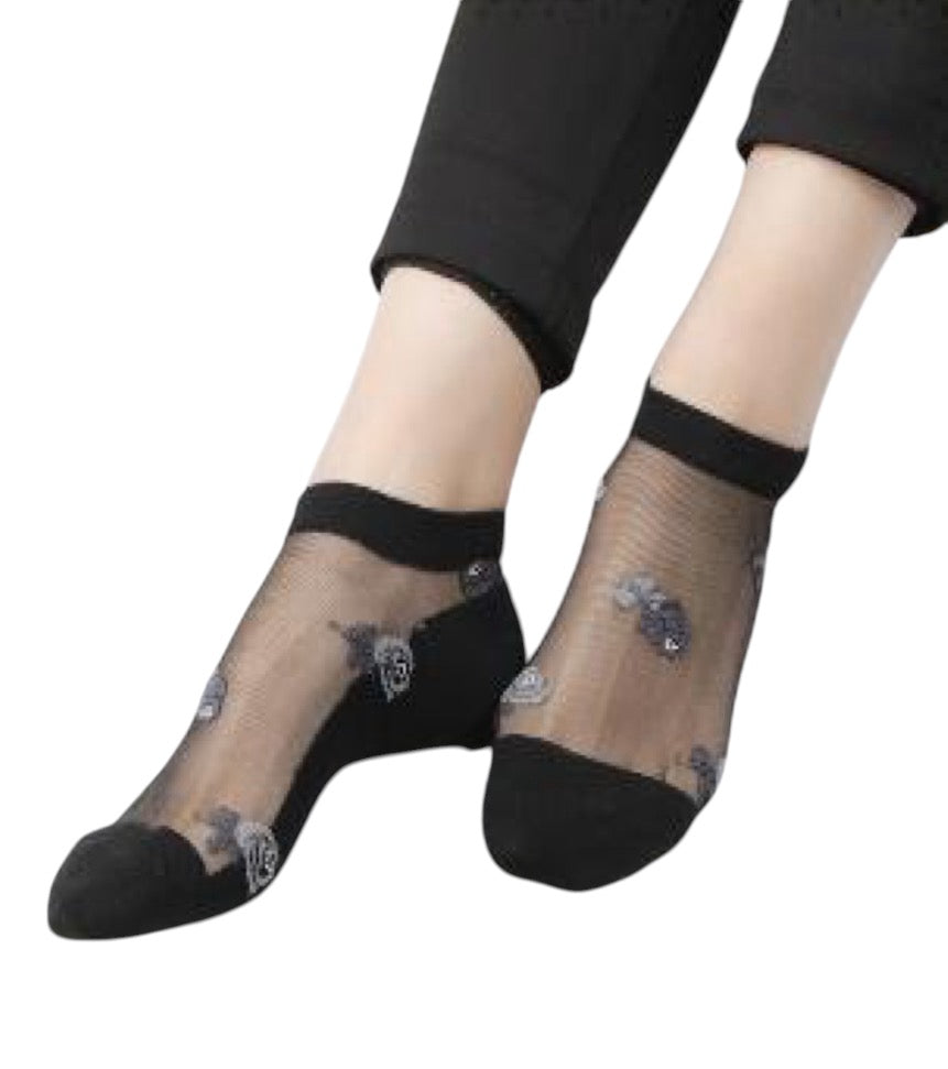 Cotton / Nylon Short Socks Flower design