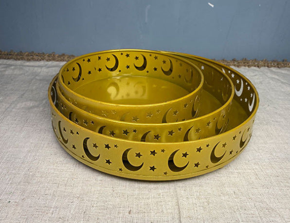 3Pcs Ramadan Decor Metal Trays