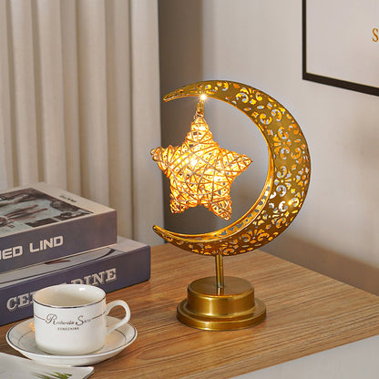 Moon-Star Table Lamp Golden Muslim Decoration