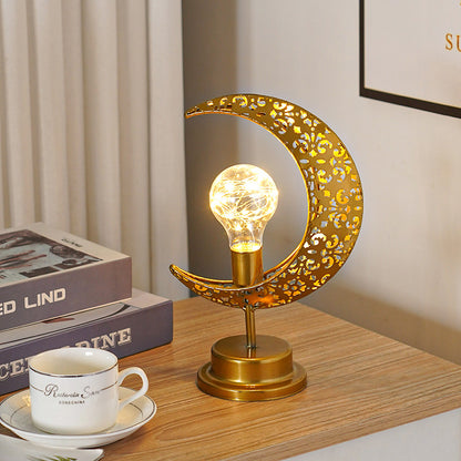 Moon-Star Table Lamp Golden Muslim Decoration