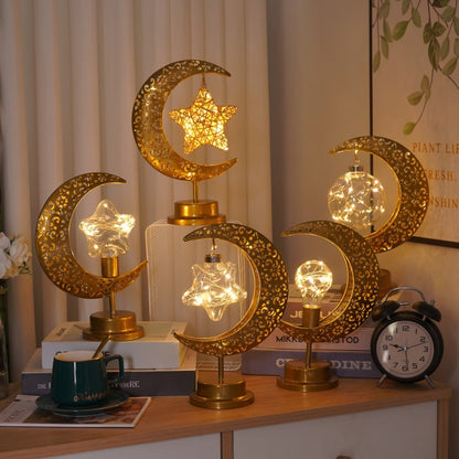 Moon-Star Table Lamp Golden Muslim Decoration