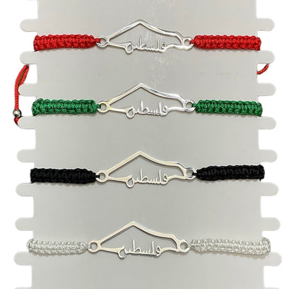 Palestinian map bracelets - Palestine stainless steel with adjustable silk thread’s