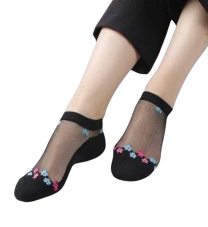 Cotton / Nylon Short Socks Flower design