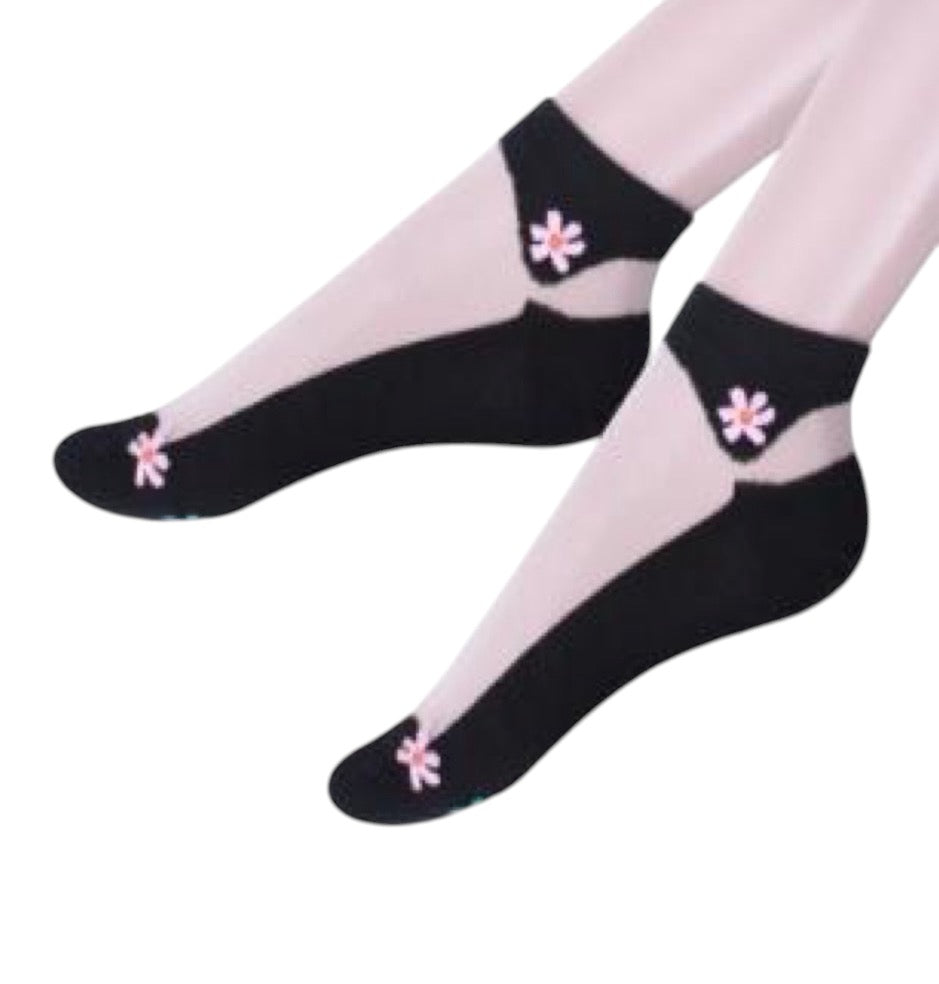 Cotton / Nylon Short Socks Flower design #2