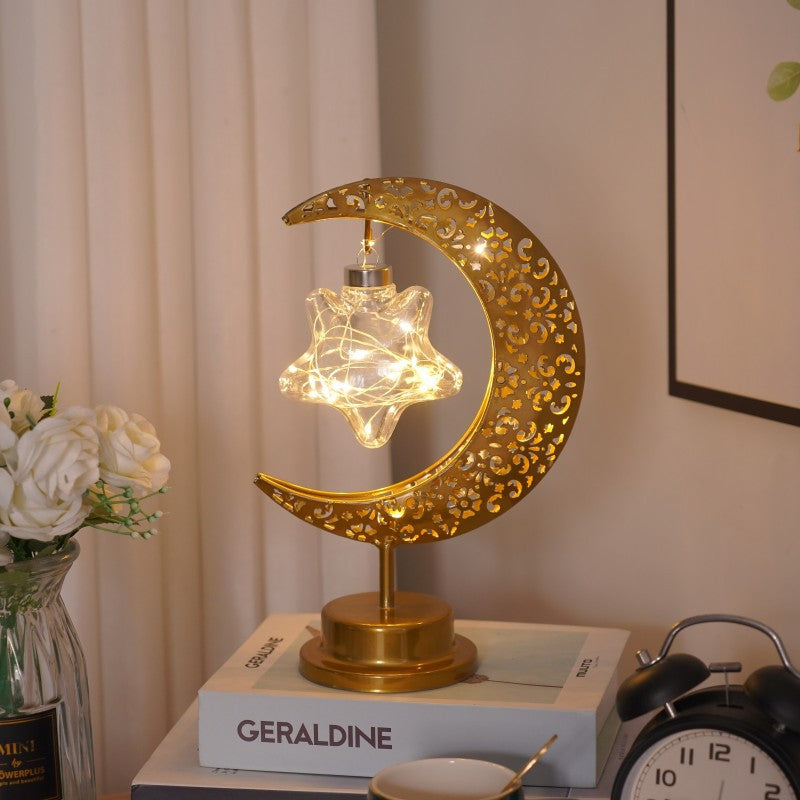 Moon-Star Table Lamp Golden Muslim Decoration