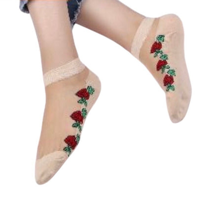 Cotton / Nylon Short Socks Flower design