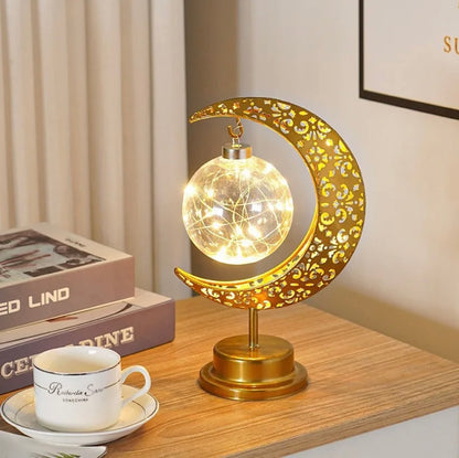 Moon-Star Table Lamp Golden Muslim Decoration