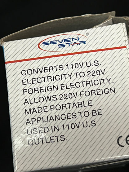 110 Volts to 220 Volts Converter or Adapter - Brand: "Seven Star"