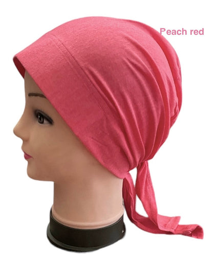 Turban Padded Under Scarf Cap with Tie in the Back / Bonnet cover , 100% Cotton, Hard Front Style made in Kuwait