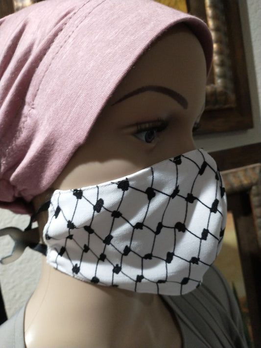 Black and White Palestine keffiyeh Style Face Mask
