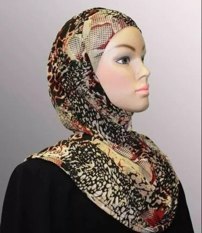 1/2 Dozen 1 Piece Fashion Print Amira Hijab Mix Color Design Muslim Head Wear Cover